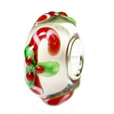 CHRISTMAS HOLLY LEAF MURANO GLASS .925 Sterling Silver EUROPEAN Bead Charm 